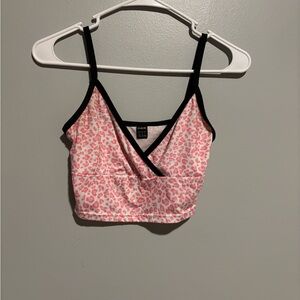 Pink Leopard Print Crop Top
